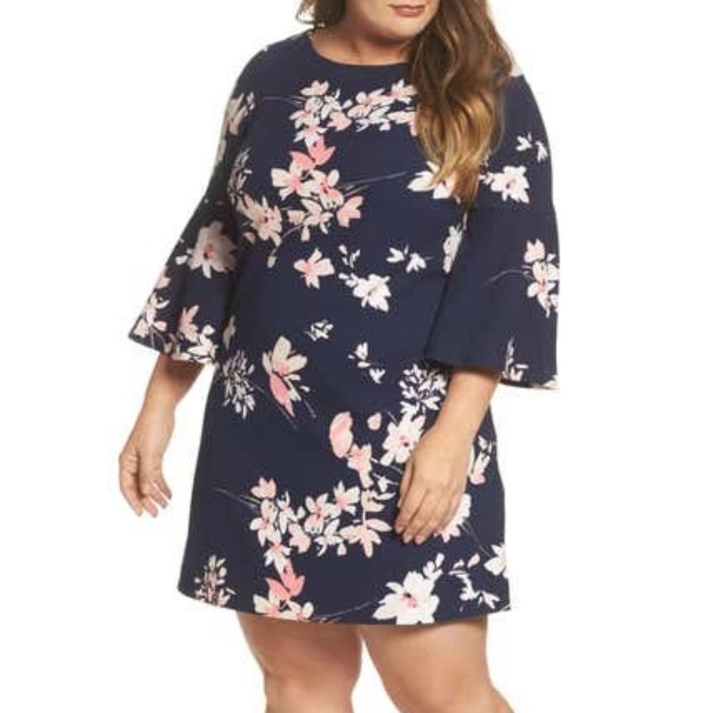 Floral Print Bell Sleeve Shift Dress